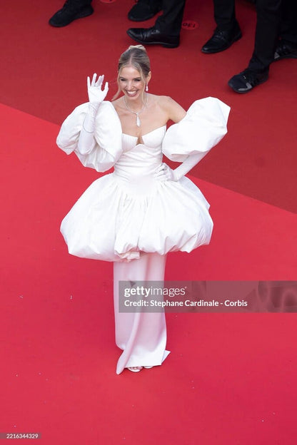 GLAMOROUS TAFFETA MERMAID DRESS IN WHITE