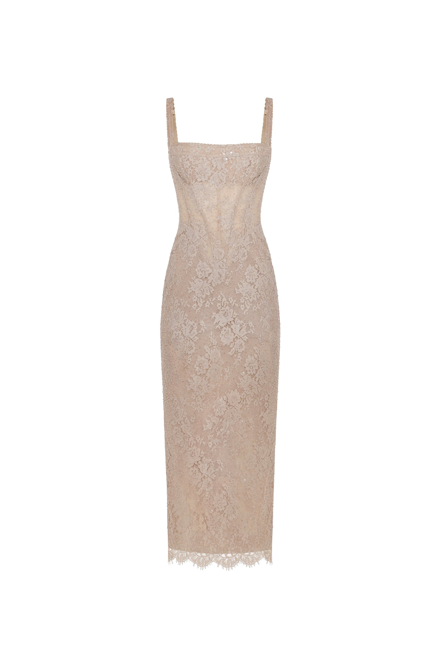 Beige sequinned maxi dress