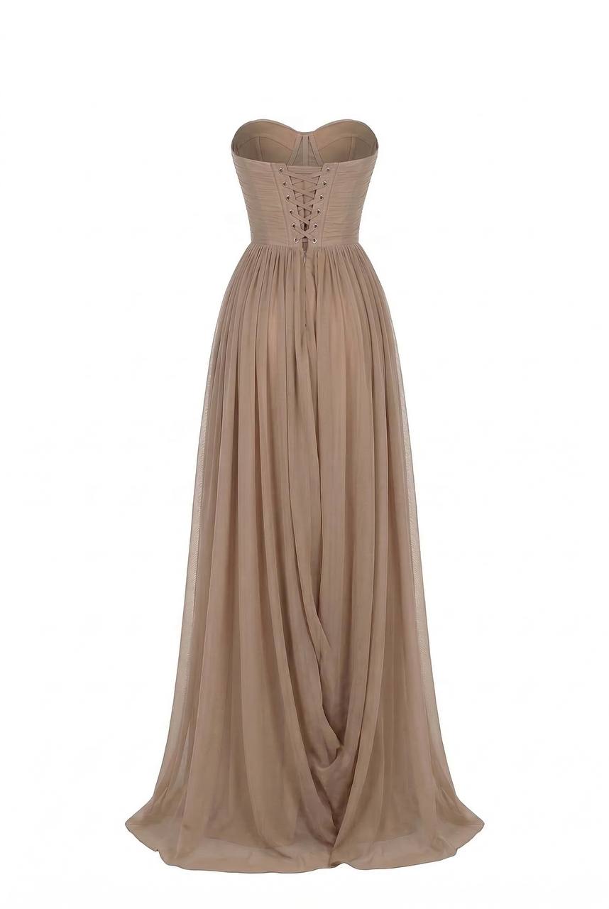 DRESS WITH CORSET BODICE AND DRAPING