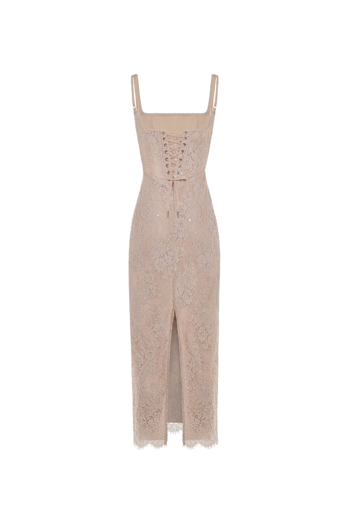 BEIGE SEQUINNED MAXI DRESS