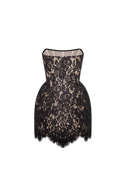 FITTED BLACK LACE MINI DRESS