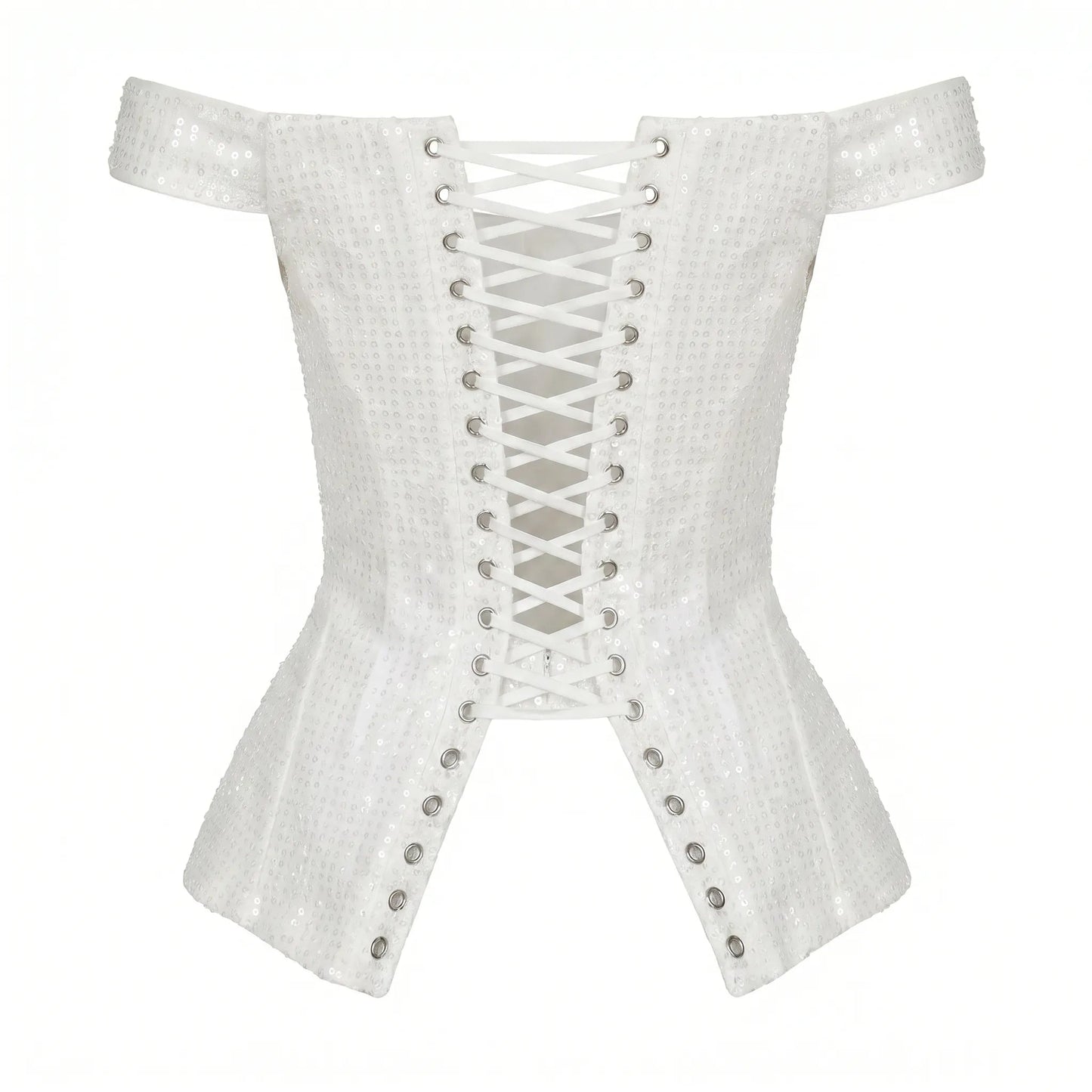 SATIN IVORY CORSET WITH SEQUINS