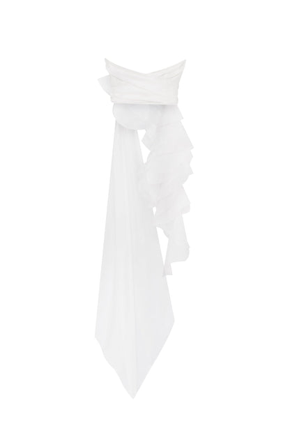 DREAMY BLOUSE WITH MERINGUE FLOUNCES IN WHITE, MIDNIGHT WALK