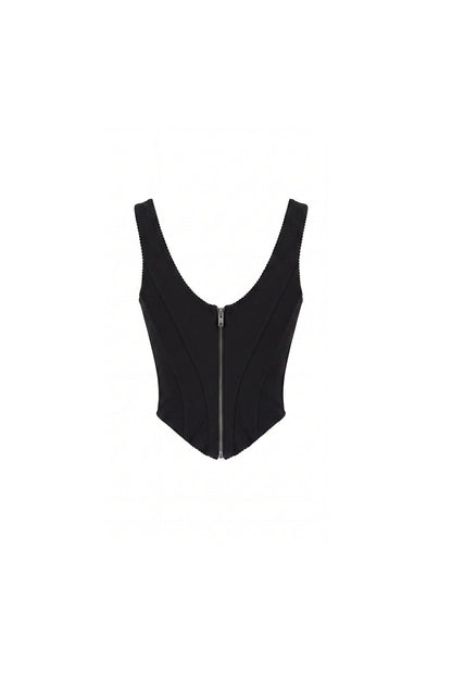BLACK CORSET IN ITALIAN MESH WITH A ZIPPER