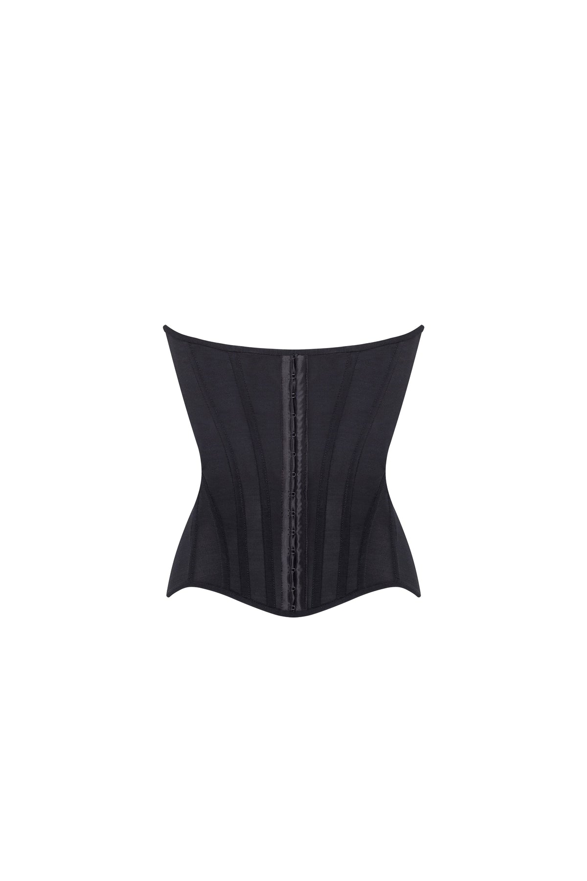 SMART HEART-SHAPED LOW-WAIST BLACK FITTED CORSET, MIDNIGHT WALK