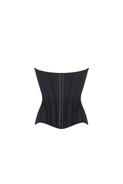 SMART HEART-SHAPED LOW-WAIST BLACK FITTED CORSET, MIDNIGHT WALK