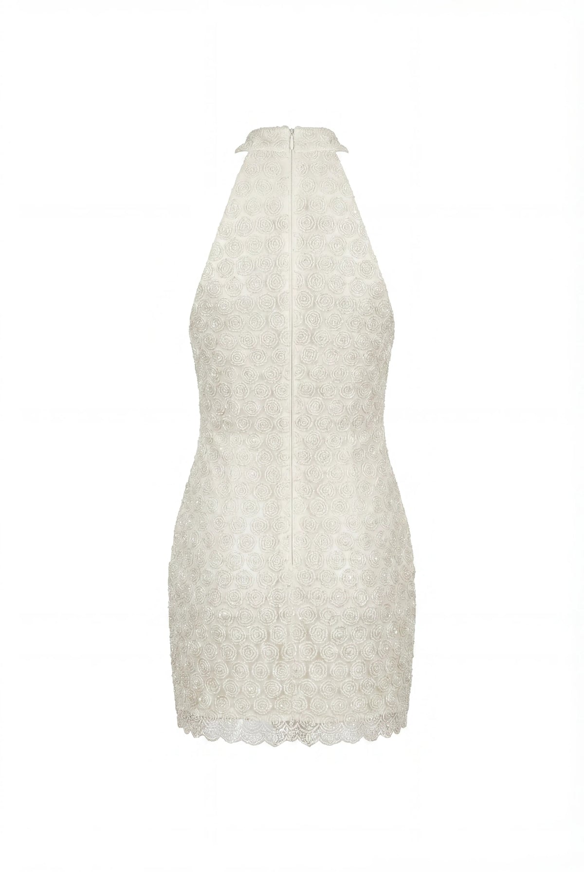 FITTED LACE IVORY MINI DRESS