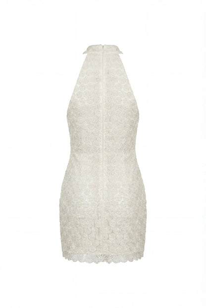 FITTED LACE IVORY MINI DRESS