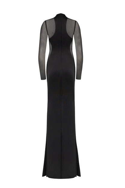SHOWSTOPPER BLACK DRESS WITH SEMI-TRANSPARENT INSERTS