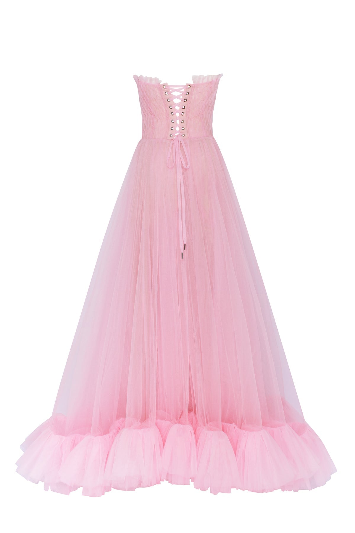 AIRY TULLE MAXI DRESS IN BARBIE PINK