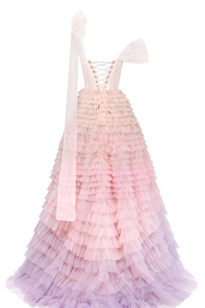 CHARMING BALL GOWN WITH THE FRILL-LAYERED OMBRE MAXI SKIRT