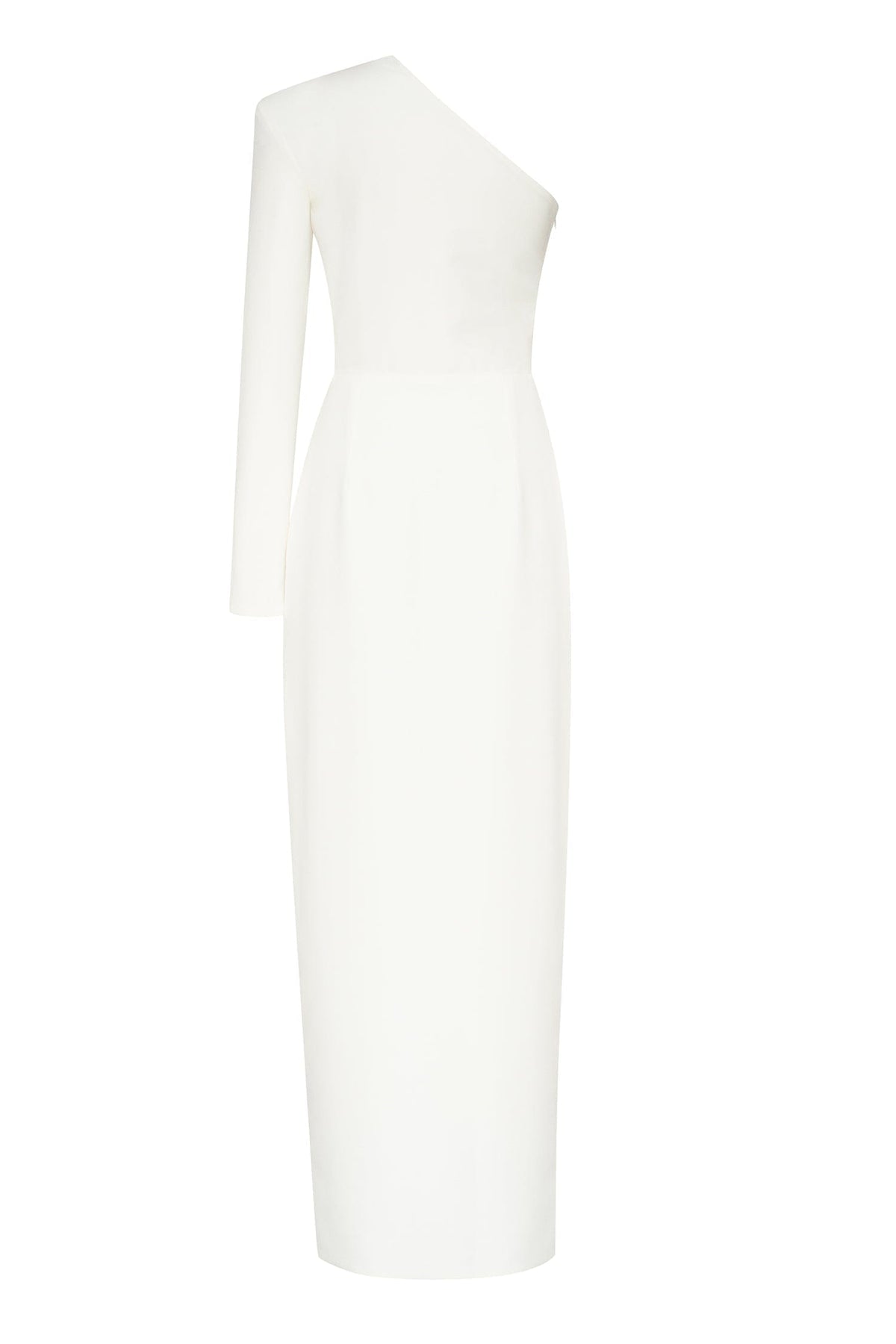 WHITE LONG-SLEEVED DRESS WITH SHARP SHOULDER CUT