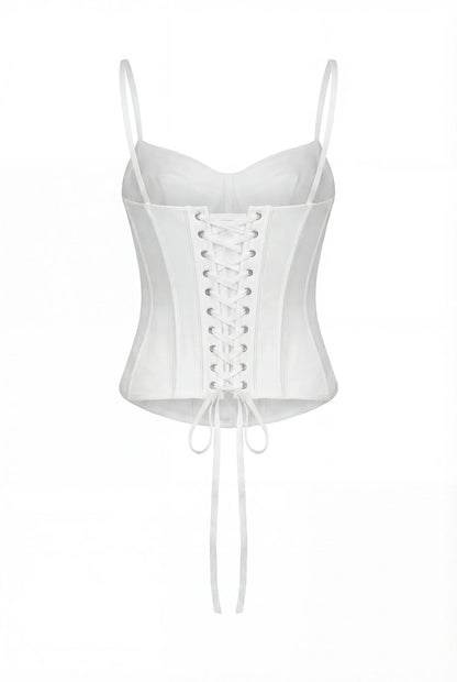 WHITE CORSET WITH CHANTILLY LACE