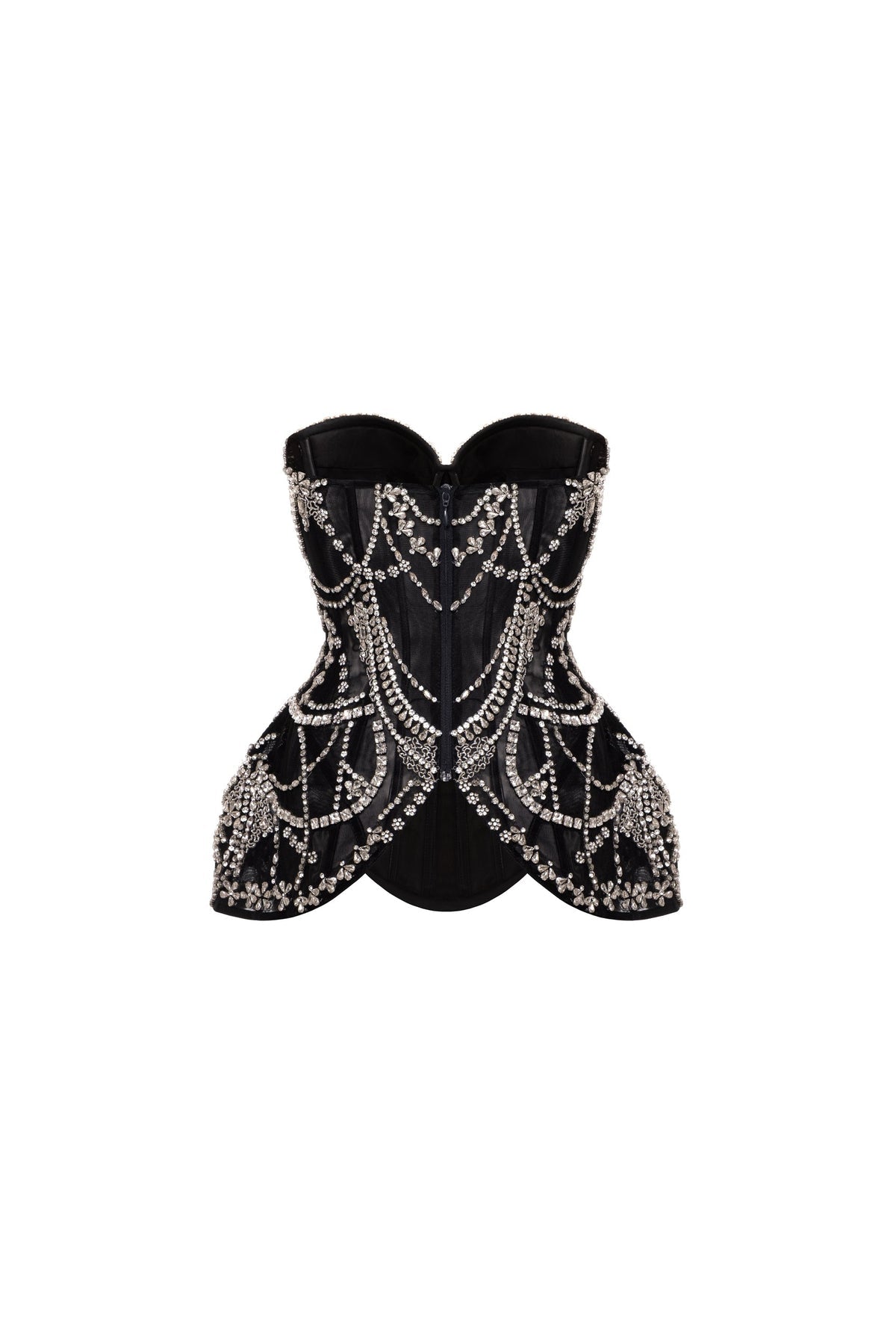 CRYSTAL-COVERED BLACK CORSET