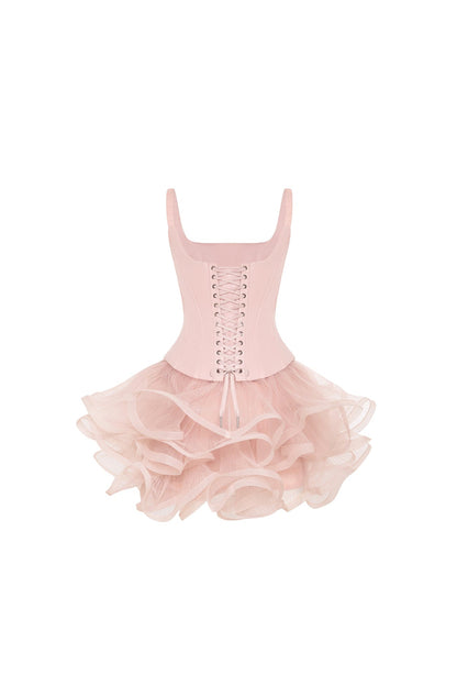 SCULPTURAL FLOWER-LIKE PINK MINI SKIRT