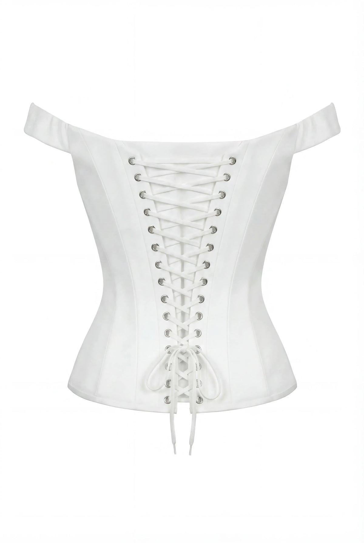 SOFT WHITE CORSET WITH LACE TRIM