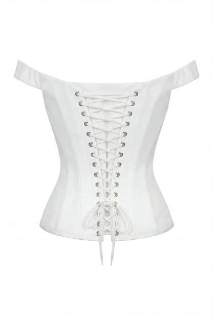 SOFT WHITE CORSET WITH LACE TRIM