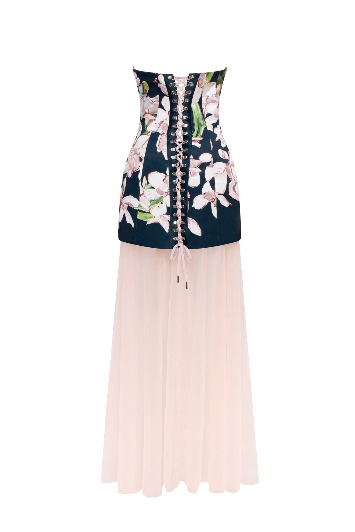 2-IN-1 FLORAL MINI DRESS WITH A DETACHABLE LIGHT PEACH UNDERSKIRT