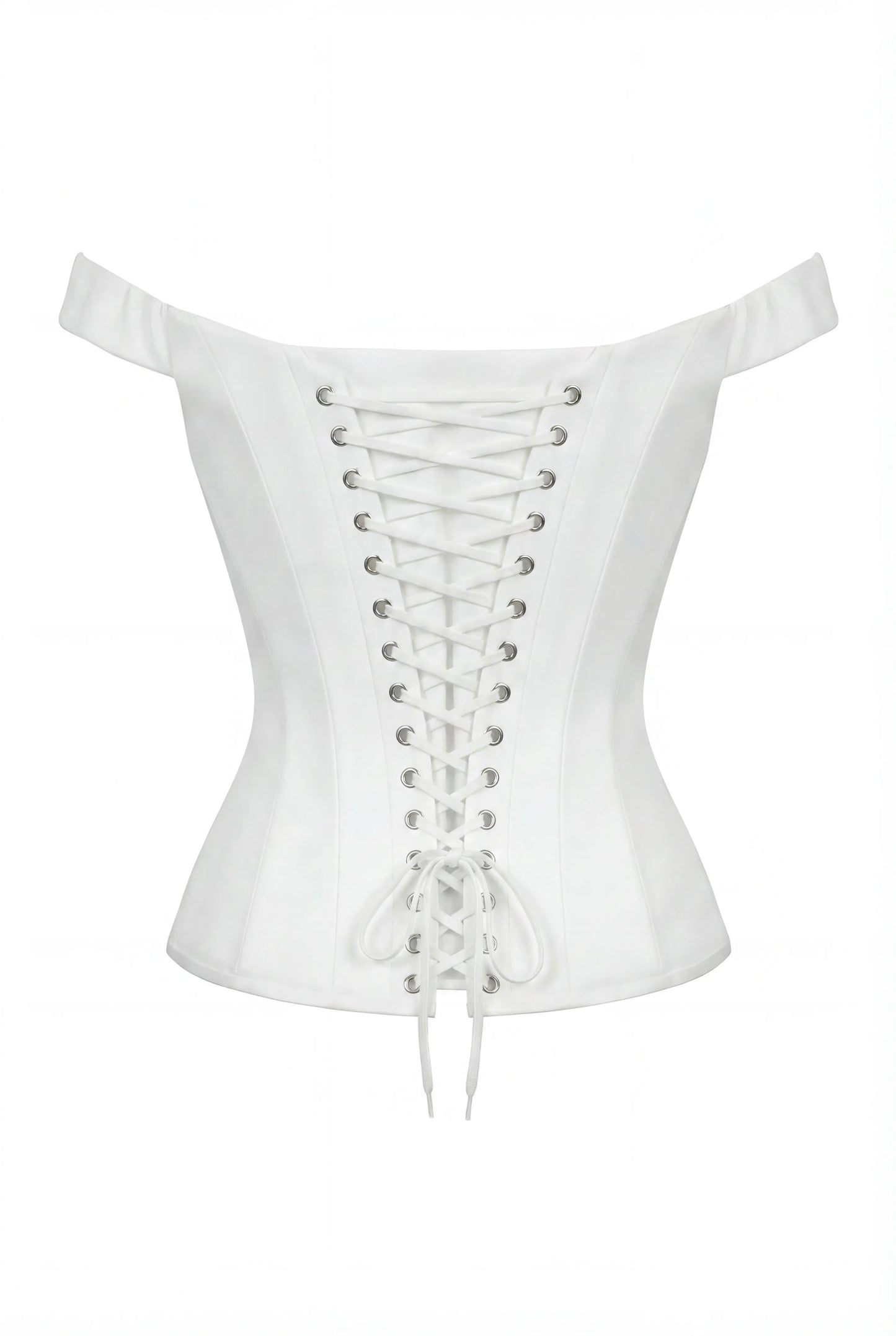 SOFT WHITE CORSET WITH LACE TRIM