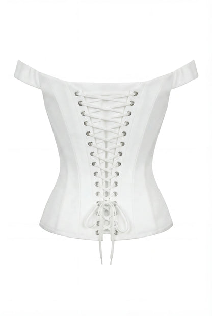 SOFT WHITE CORSET WITH LACE TRIM