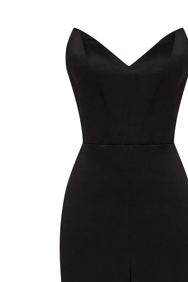 BLACK ELEGANT STRAPLESS TRUMPET EVENING GOWN