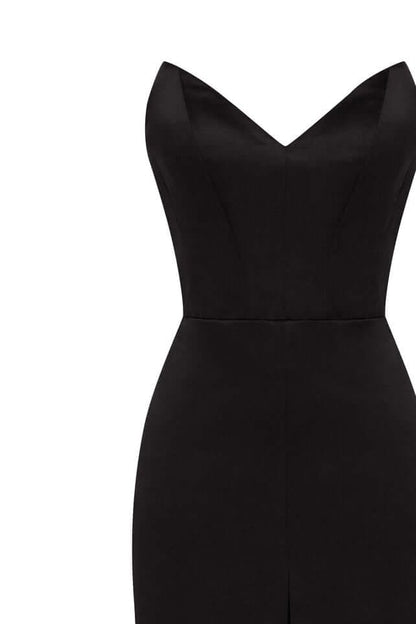 BLACK ELEGANT STRAPLESS TRUMPET EVENING GOWN