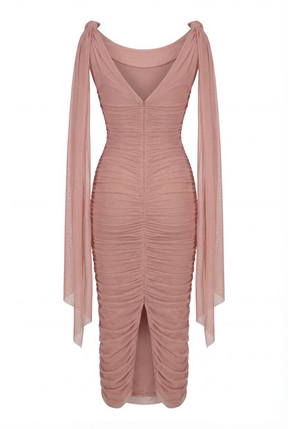 MIDI DRESS IN ITALIAN MESH WITH DRAPING