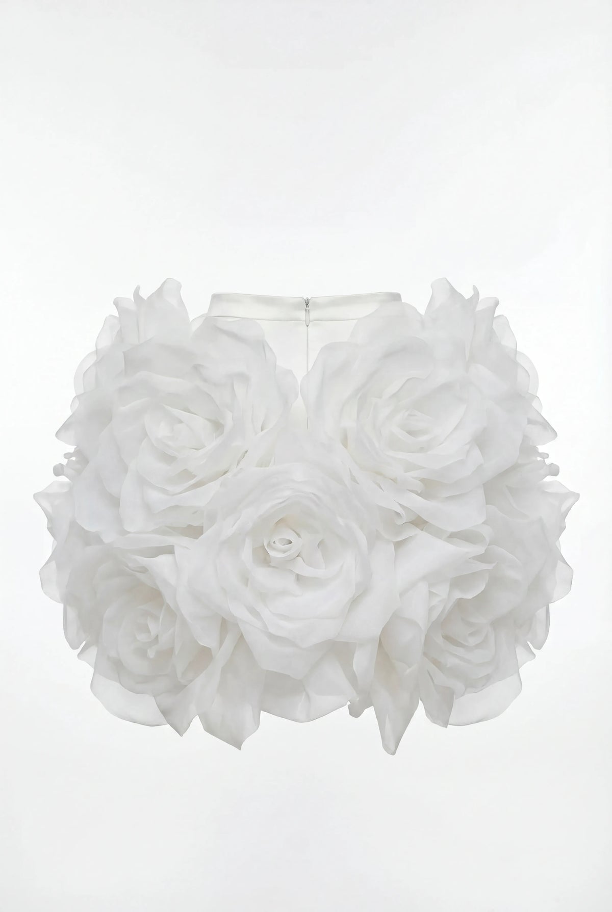 WHITE MINI SKIRT WITH ORGANZA FLOWERS