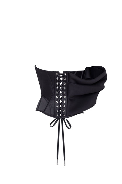 SPECTACULAR STRUCTURED BONED CORSET IN BLACK, MIDNIGHT WALK
