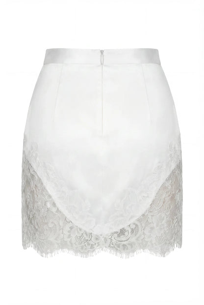 CHANTILLY LACE WHITE MINI SKIRT
