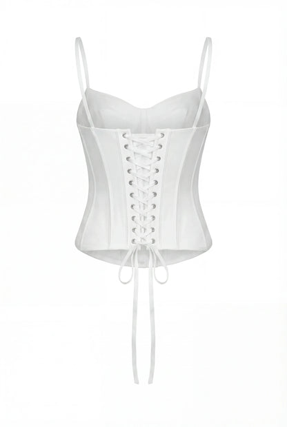 WHITE CORSET WITH CHANTILLY LACE