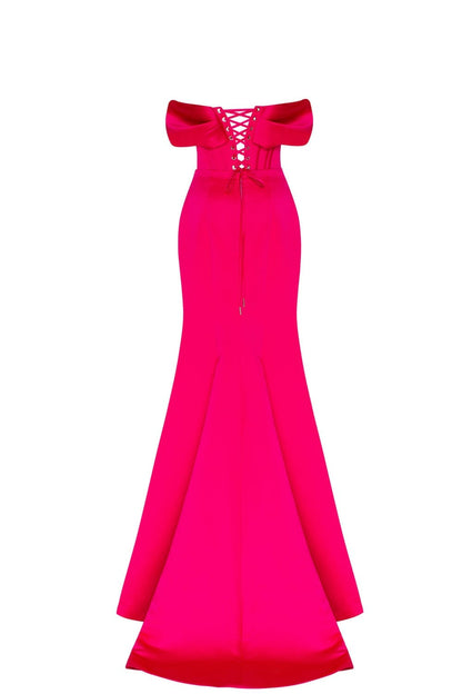 FUCHSIA PRINCESS STRAPLESS GOWN WITH THIGH SLIT