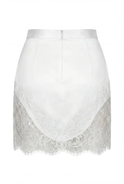 CHANTILLY LACE WHITE MINI SKIRT