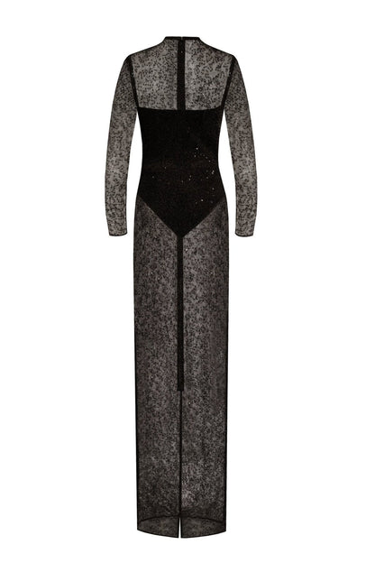 CRYSTAL-EMBELLISHED STRIKING MAXI DRESS