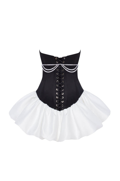 SWAN-LIKE MINI CORSET DRESS, GLOW-UP