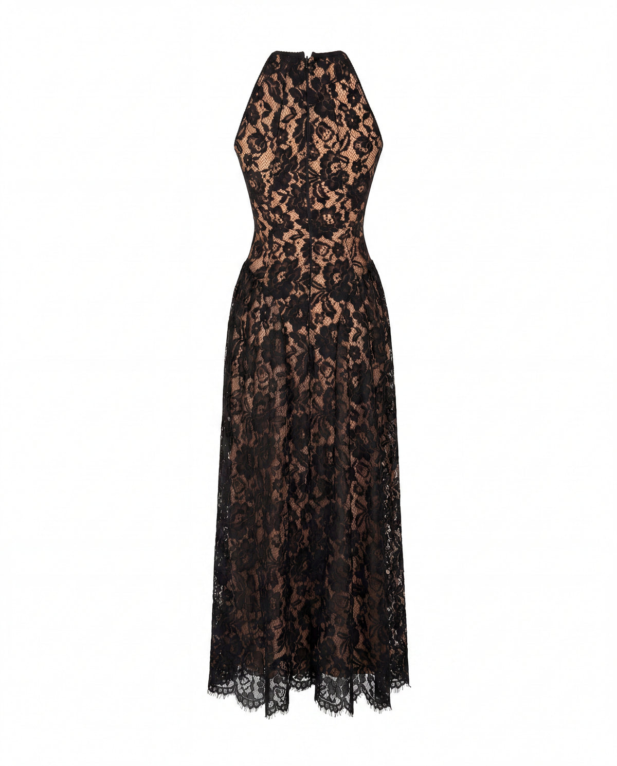 BLACK CHANTILLY LACE MAXI DRESS