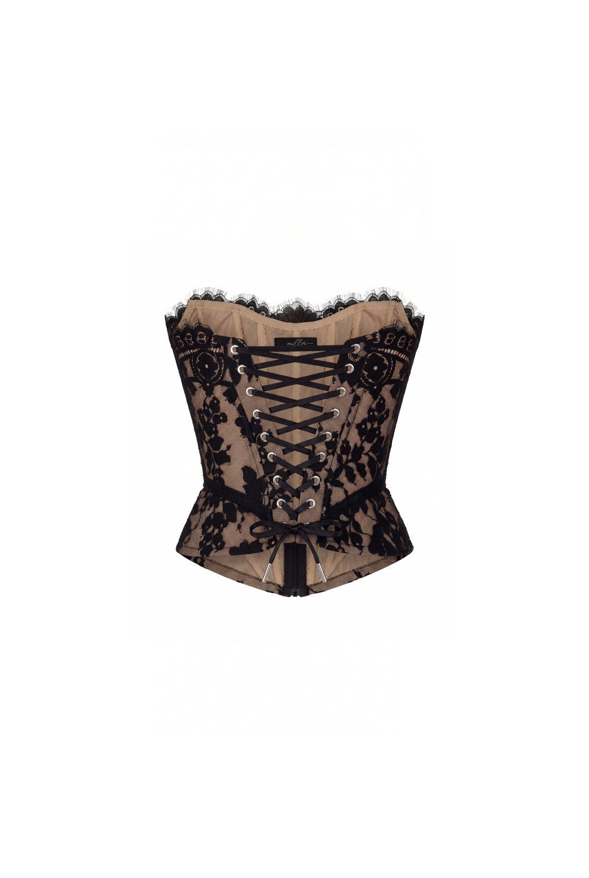 BEIGE CORSET WITH CHANTILLY LACE