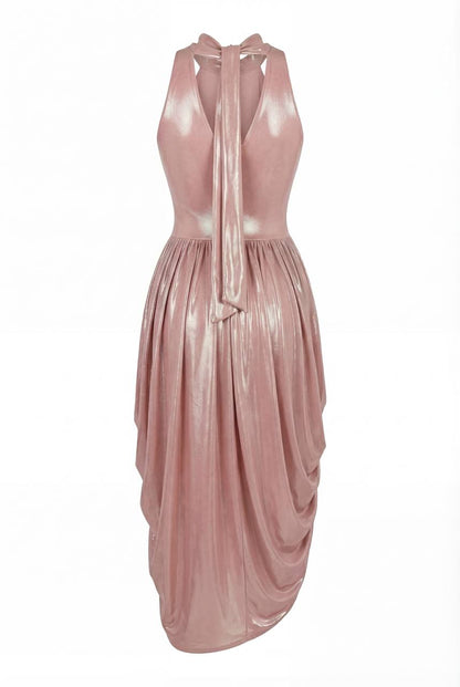 DRESS WITH HALTER NECK AND WET EFFECT