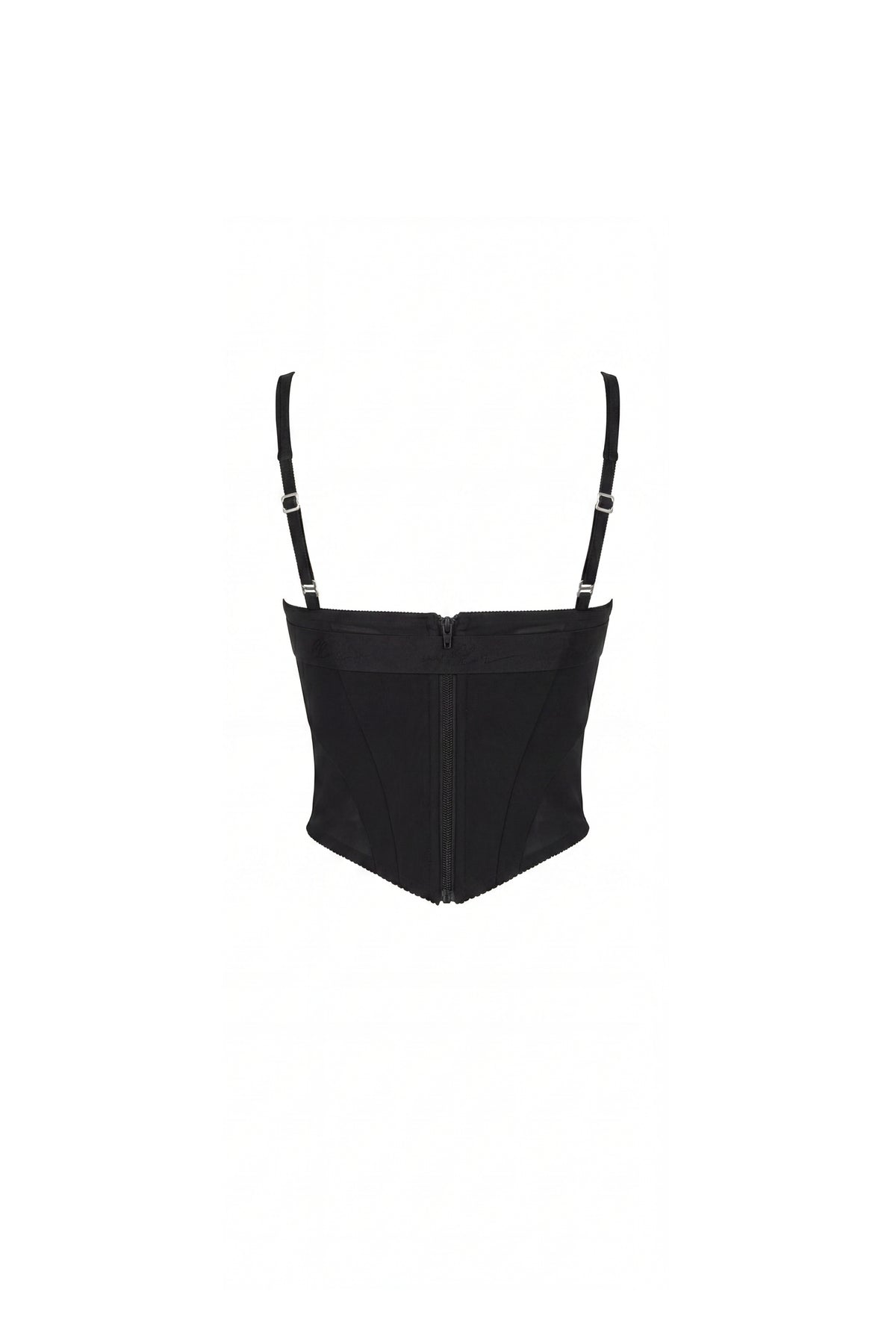 BLACK CORSET WITH DEEP V-NECKLINE