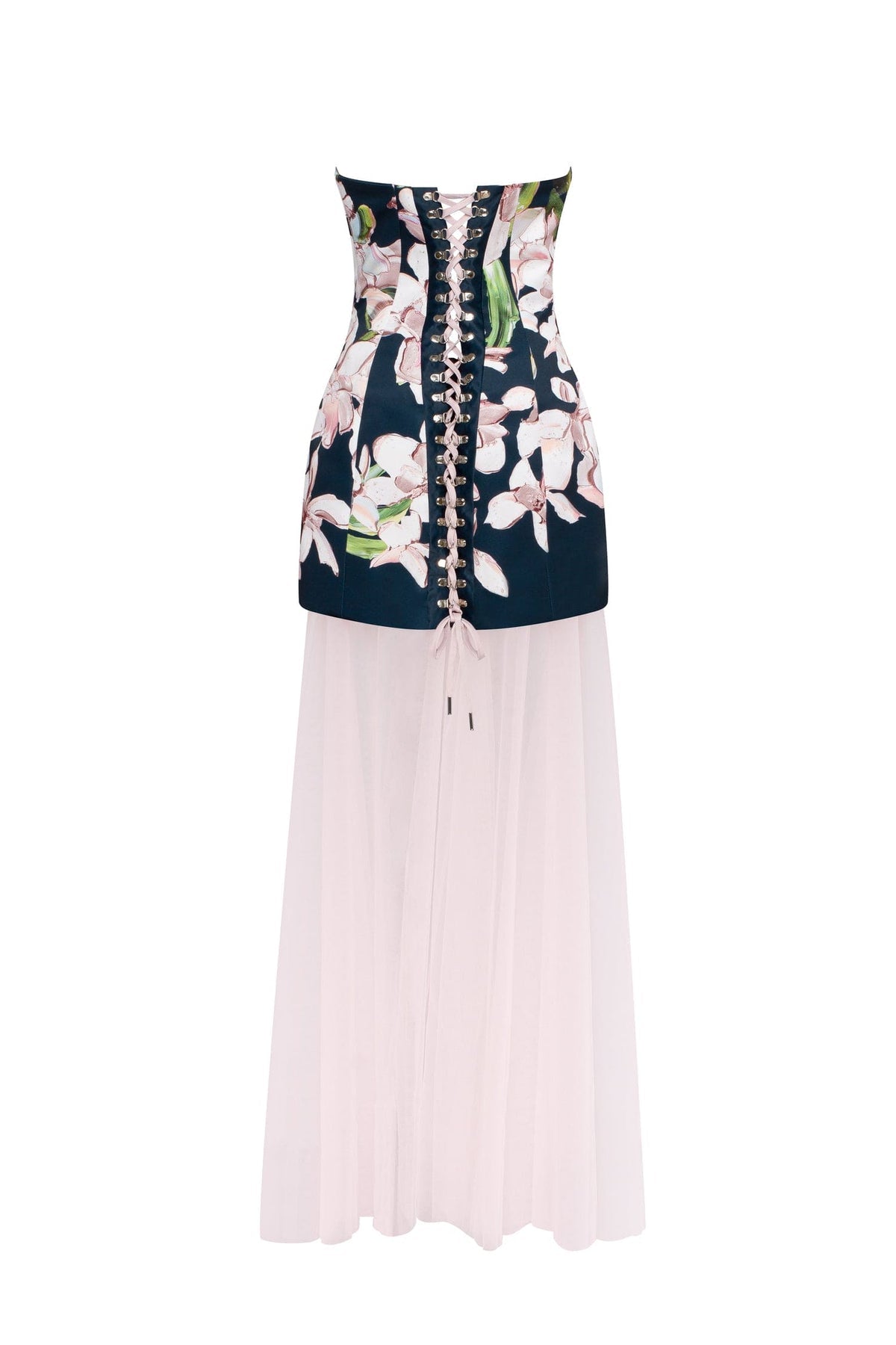 2-IN-1 FLORAL MINI DRESS WITH A DETACHABLE CANDY PINK SHEER UNDERSKIRT