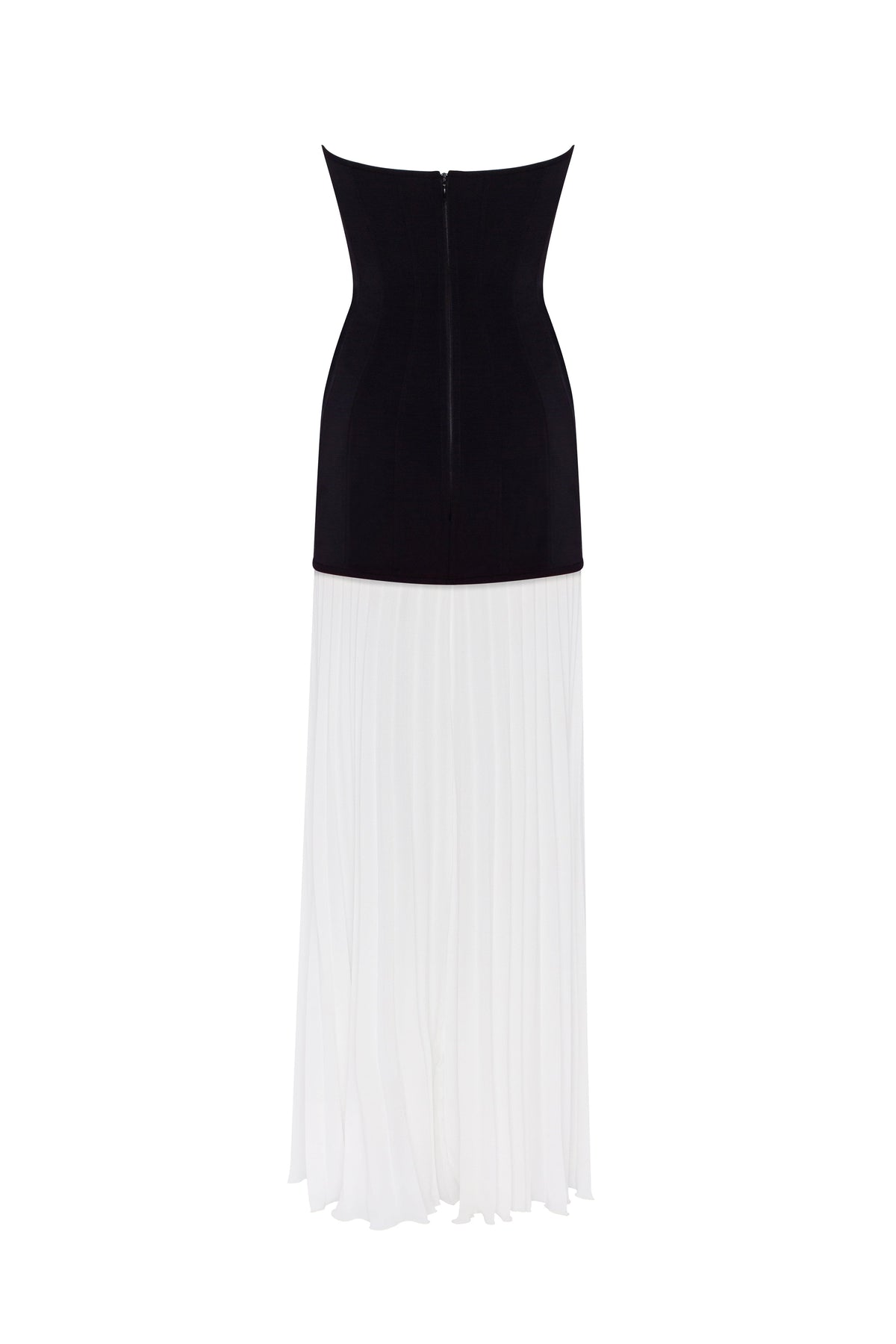 BLACK&WHITE DRESS WITH A PLEATED SKIRT, PARISIENNE