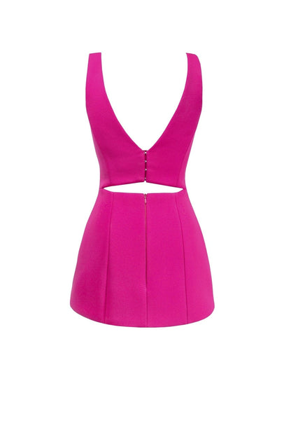 GLOSSY ULTRA MINI DRESS IN PINK WITH CUTOUTS