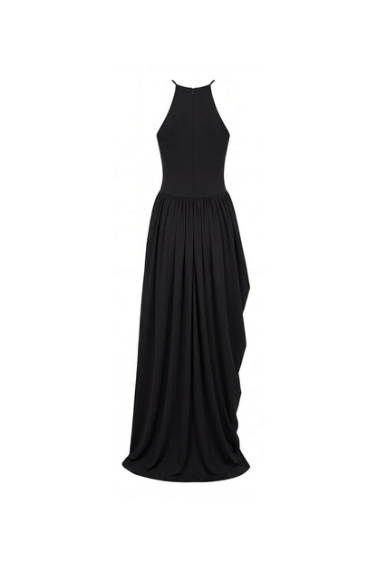 BLACK ELASTIC MAXI DRESS