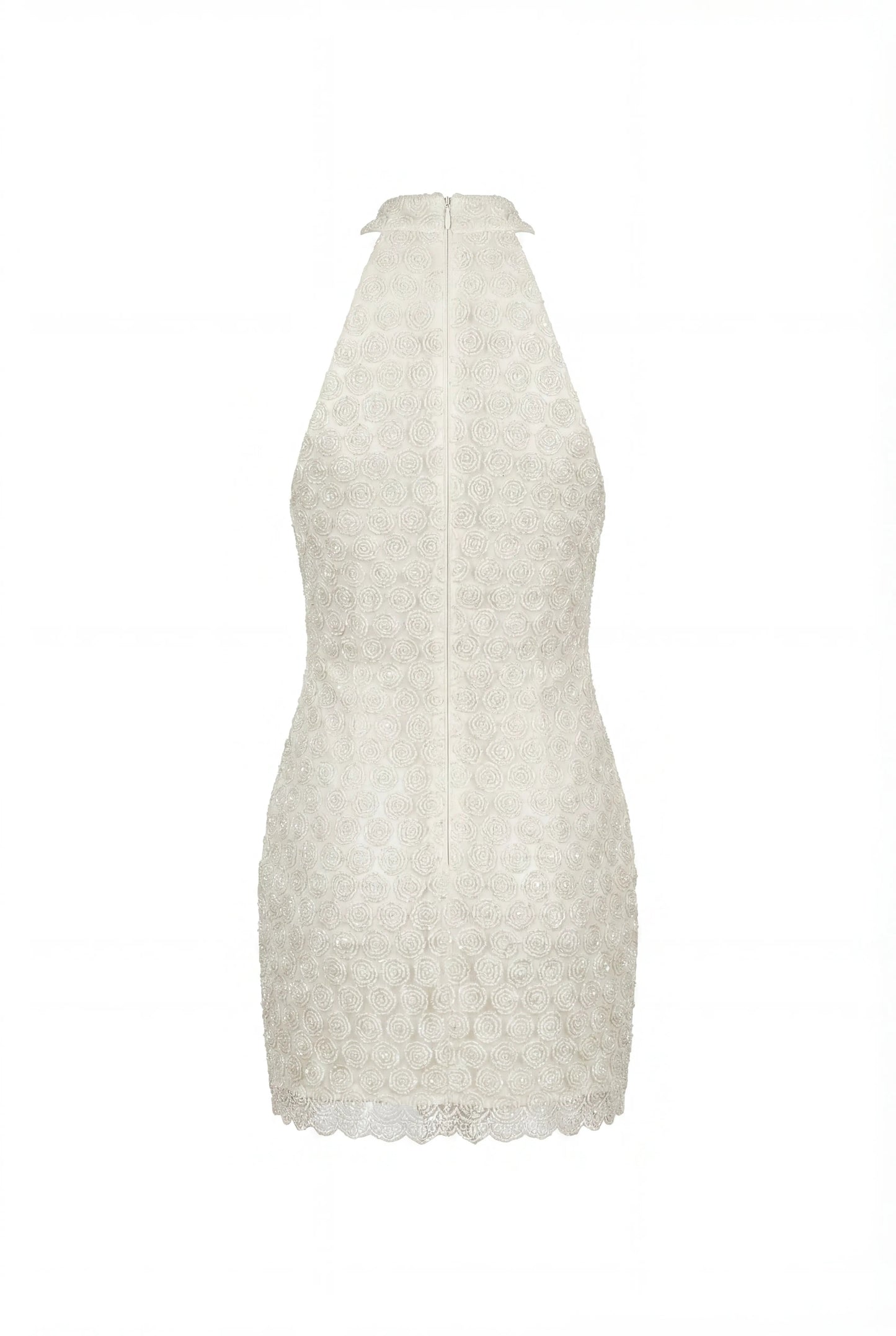 FITTED LACE IVORY MINI DRESS