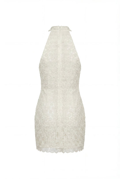 FITTED LACE IVORY MINI DRESS