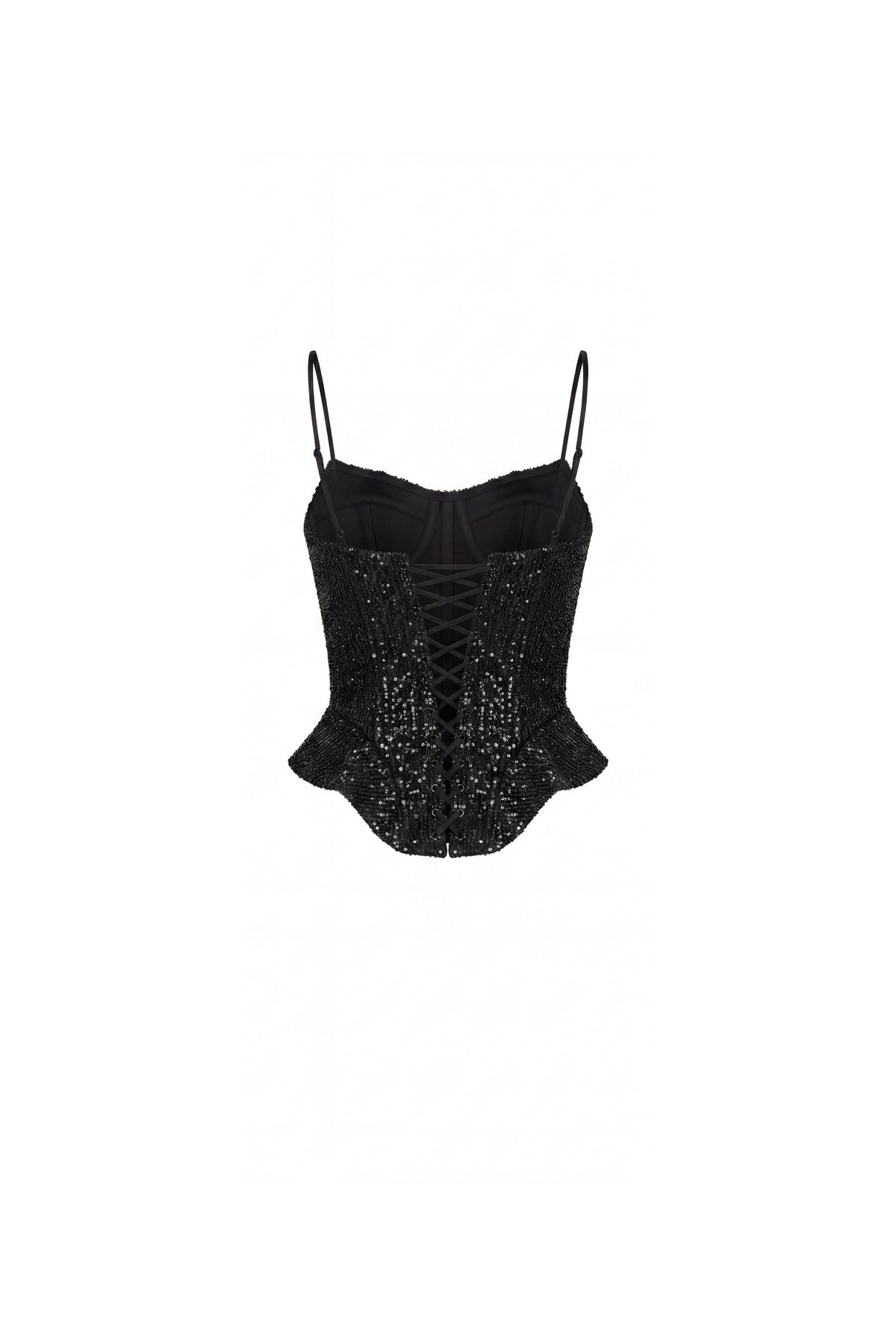 BLACK SATIN CORSET WITH LACE