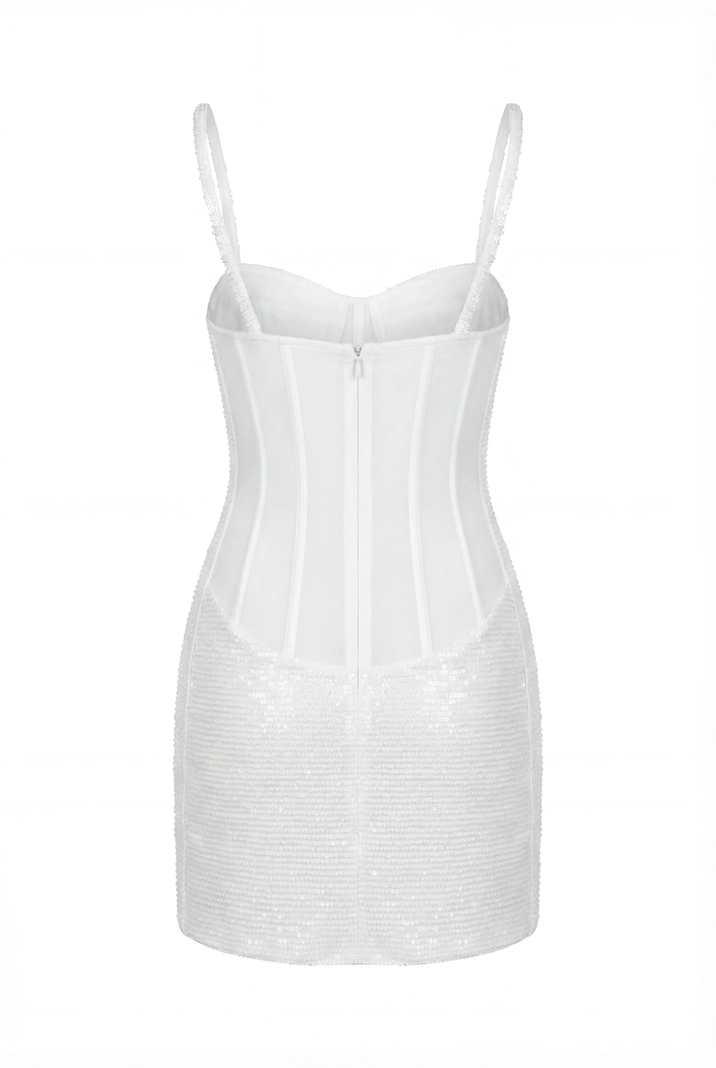 IVORY CORSET MINI DRESS WITH SEQUINS