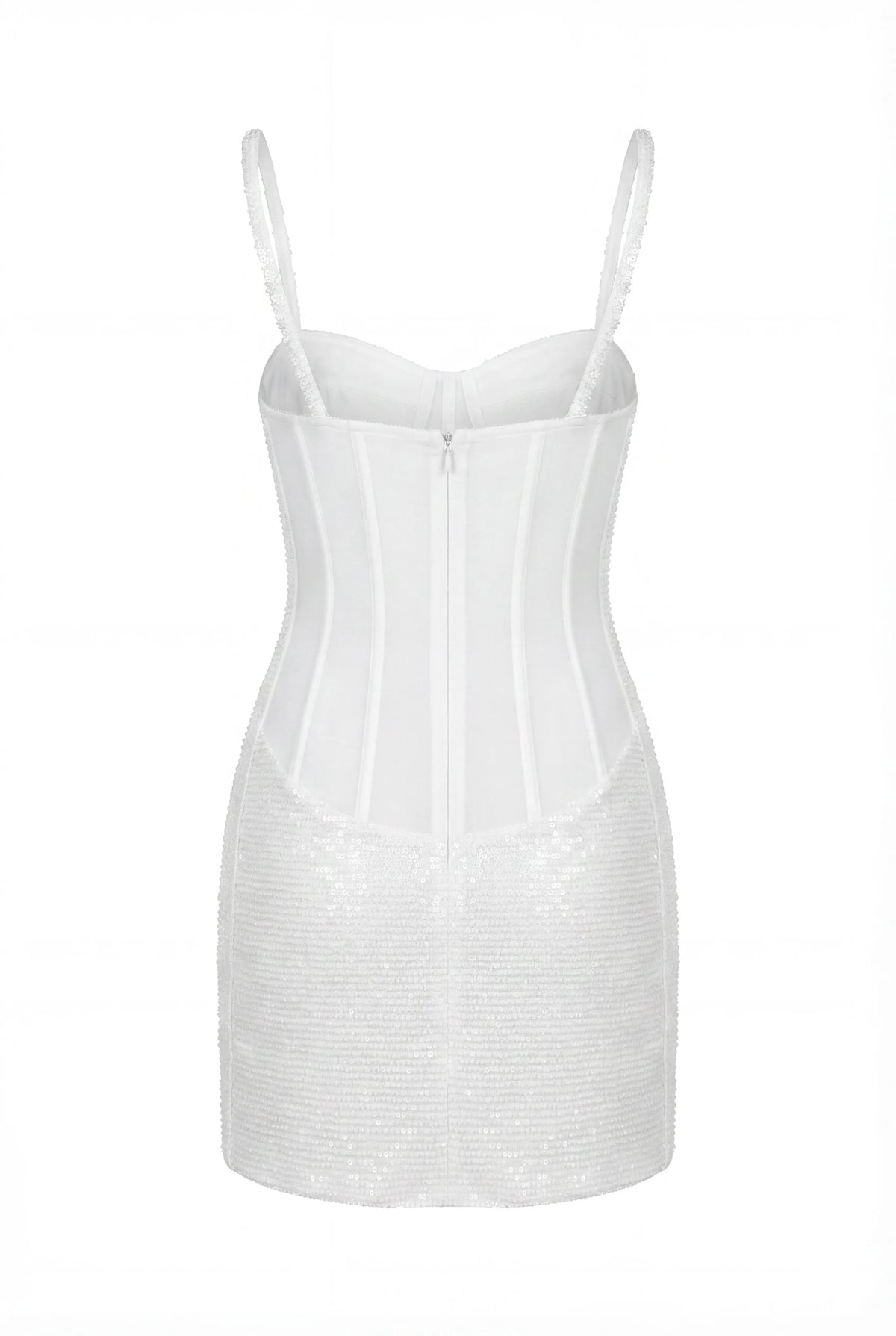IVORY CORSET MINI DRESS WITH SEQUINS