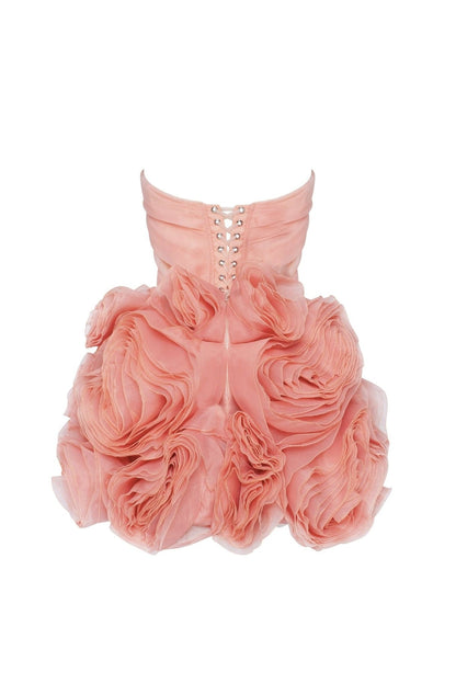 APPLIQUED ORGANZA CORAL MINI DRESS