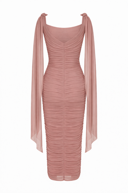 MIDI DRESS IN ITALIAN MESH WITH DRAPING